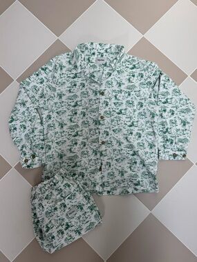 Rhythm Women's Green & White Printed Cotton Pajama Set